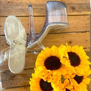 Pleaser Clear Flamigo 8” Size 9 Heels